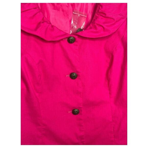 Chadwicks Blazer Womens 14 Pink Linen Jacket Peter Pan Collar Career Wear - Picture 9 of 13